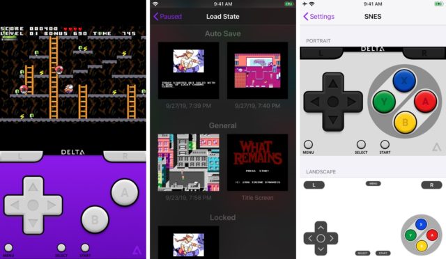 iPhoneislam.com से, एक iPhone का स्क्रीनशॉट जिसमें ऑन-स्क्रीन गेम नियंत्रणों के साथ क्लासिक वीडियो गेम खेलने के लिए विभिन्न सिम्युलेटेड इंटरफ़ेस दिखाए गए हैं।