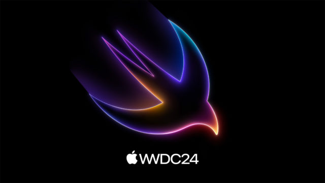 من iPhoneIslam.com، رسم متوهج ومتعدد الألوان لصورة ظلية لطائر مع شعار Apple ونص "WWDC24" أدناه على خلفية سوداء، يذكرنا بأخبار الهامش الأسبوعية من 24 إلى 30 مايو.