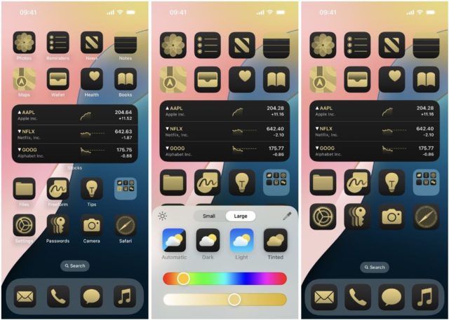 Da iPhoneIslam.com, uno screenshot della schermata iniziale dell'iPhone che mostra varie icone e widget con un'interfaccia personalizzabile. La sezione inferiore mostra le opzioni per regolare le dimensioni delle icone e le impostazioni dell'aspetto e mostra le nuove funzionalità introdotte nell'aggiornamento iOS 18 per migliorare l'esperienza della schermata iniziale.