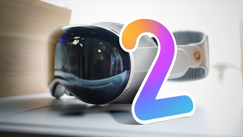 من iPhoneIslam.com، لقطة مقربة لسماعة رأس للواقع الافتراضي تستقر على سطح به رقم 2 متدرج اللون متراكب على الجانب الأيمن من الصورة، في إشارة إلى الإعلانات المثيرة المتوقعة خلال الكلمة الافتتاحية في مؤتمر المطورين العالمي WWDC 2024.