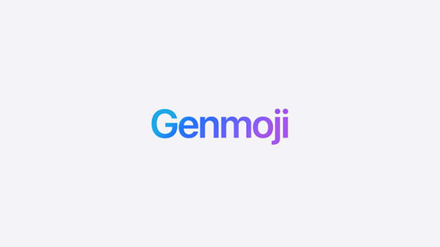 من iPhoneIslam.com، تعرض الصورة كلمة "Genmoji" بلون متدرج ينتقل من الأزرق إلى الوردي، ويتمركز على خلفية رمادية فاتحة.