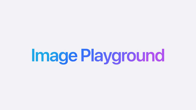 من iPhoneIslam.com، تعرض الصورة النص "Image Playground" بأحرف متدرجة من الأزرق إلى الأرجواني على خلفية رمادية فاتحة.