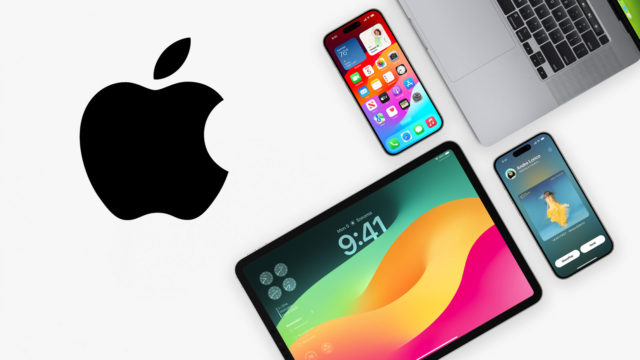 من iPhoneIslam.com، شعار Apple بجوار جهاز MacBook، وiPad يعرض الساعة 9:41 صباحًا، وiPhone تظهر شاشته الرئيسية، وiPhone آخر يعرض شاشة تشغيل الموسيقى. ترقبوا المزيد في عام 2024 حيث نكشف عن نتائج الربع الثالث.