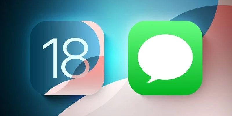 Op iPhoneIslam.com worden iOS 18- en iMessage-pictogrammen naast elkaar weergegeven, waarbij het iOS 18-pictogram het nummer 18 bevat en het Berichten-app-pictogram een ​​tekstballon op een groene achtergrond toont.