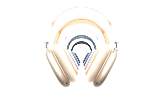 From iPhoneIslam.com, five pairs of headphones are arranged in a row, decreasing in size from front to back, and shown on a white background.