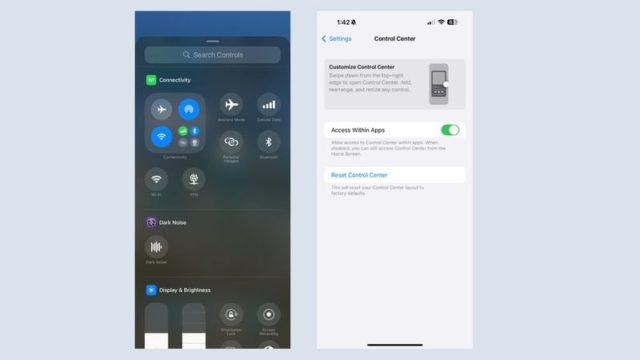 مركز التحكم في iOS 18.1