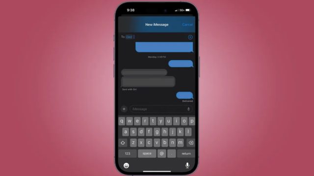 Mula sa iPhoneIslam.com Ang screen ng smartphone sa Dark Mode ay nagpapakita ng mensahe sa chat, na nagha-highlight sa tuluy-tuloy na pagmemensahe sa pagitan ng iPhone at Android. Ang keyboard sa ibaba ay nagmumungkahi ng mga bagong feature sa iOS 18, na nagpapahusay sa karanasan ng user.