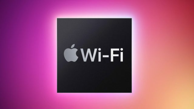 Sur iPhoneIslam.com, un panneau carré noir comportant le logo emblématique Apple et le texte « Wi-Fi », sur un fond vibrant de dégradé rose et orange, fait allusion à la sophistication élégante de l'iPhone 17.