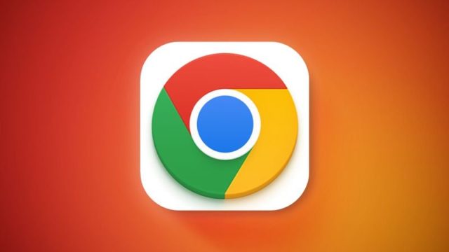 من iPhoneIslam.com، شعار Google Chrome على خلفية متدرجة اللون الأحمر البرتقالي.