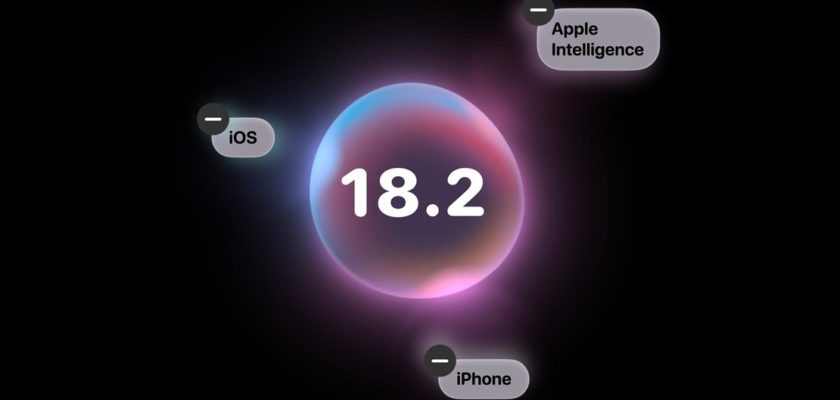 iPhoneIslam.com에서 중앙에 숫자 "18.2"가 있고 "iOS", "iPhone" 및 "Apple Intelligence"라는 제목으로 둘러싸인 다채로운 공이 있습니다. 검정색 배경에 보라색 테두리가 있는 디자인은 곧 출시될 iOS 18.2 업데이트를 참조하는 동시에 사용자에게 새로운 기능을 안내합니다.