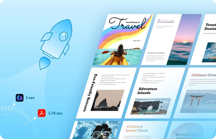 من iPhoneIslam.com، رسم بياني يظهر أيقونة صاروخية مع مؤشرات السرعة والصور المصغرة للمستندات, تسلط الضوء على كيفية قيام أدوات ذكاء اصطناعي تزيد من سرعة معالجة وإنشاء المستندات مما يدعم زيادة الانتاجية مقارنة بالأدوات التقليدية.