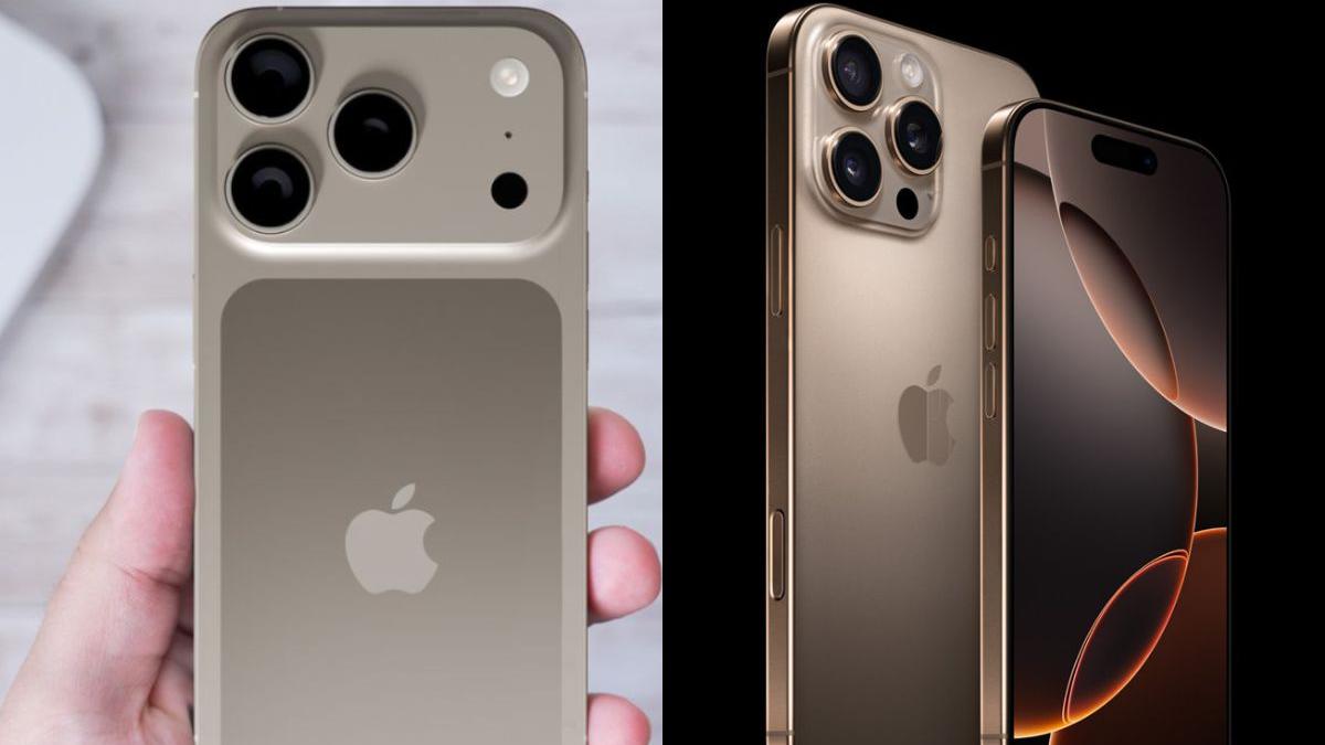 Из Phone Islam: Сравнение iPro 16 Pro и iPro 17 Pro: один в руке, показывающий заднюю часть, а другой — переднюю и заднюю части при студийном освещении. Оба оснащены тройной основной камерой, что подчёркивает преимущества обновления.