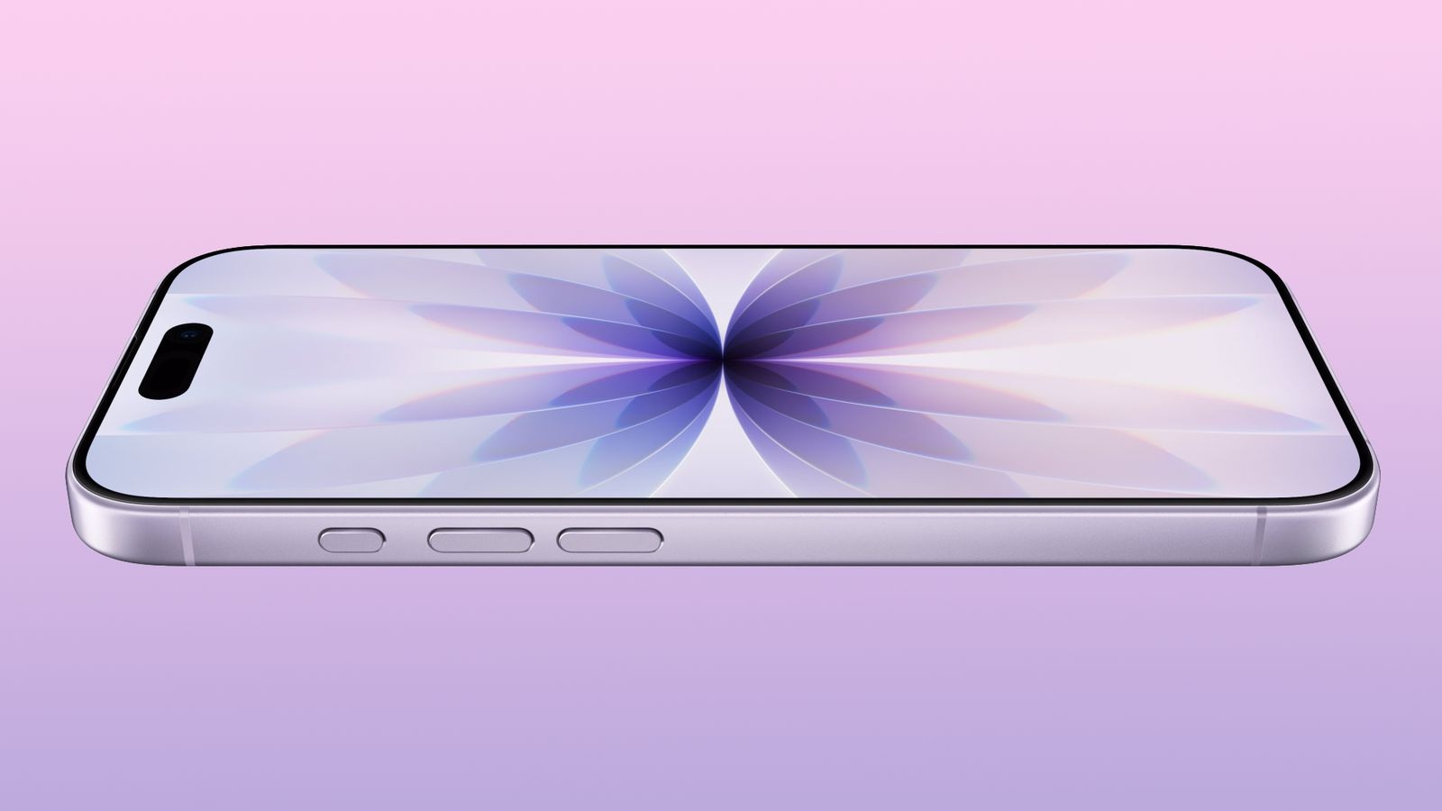 من موقع فون إسلام: هاتف ذكي عصري من طراز آيفون 17 بتصميم تجريدي زهري وأبيض أرجواني وأزهار على الشاشة، يظهر بشكل مسطح على خلفية متدرجة باللونين الوردي والأرجواني، ويتميز بميزة أمان متقدمة لمكالمات برامج التجسس.