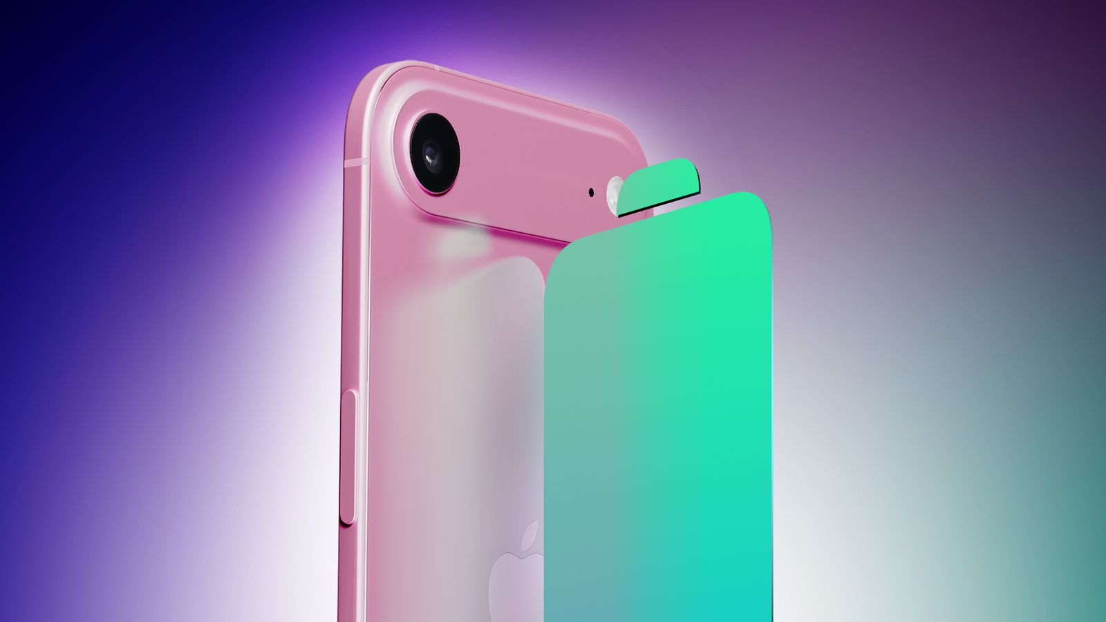 From Phone Islam: A pink smartphone, rumored to be the upcoming iPhone 17, appears alongside a green and blue screen protector on a gradient background that blends the design with hints of the latest iPhone screens.