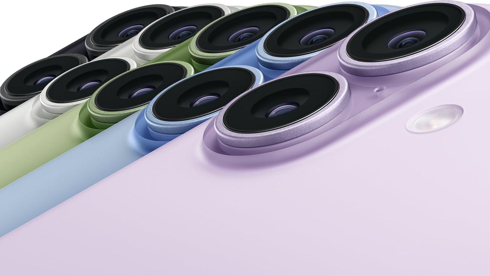 من موقع فون إسلام: صورة مقرّبة للكاميرات الخلفية في عدة هواتف ذكية بألوان مختلفة مرتبة في صف واحد، مع التركيز على وحدات الكاميرا مزدوجة العدسة، كما هو موضح في أخبار التقنية للأسبوع 10 - 16.