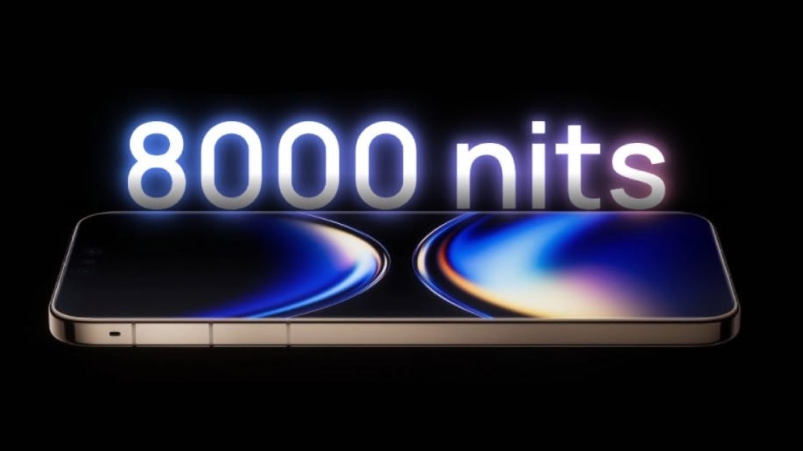 من موقع فون إسلام: يتم عرض الهاتف الذكي بشكل أفقي مع نص متوهج فوقه مكتوب عليه "8000 شمعة في المتر المربع"، مما يبرز مستوى سطوع الشاشة كما هو موضح في أخبار على الهامش للاسبوع 21 - 27 نوفمبر.