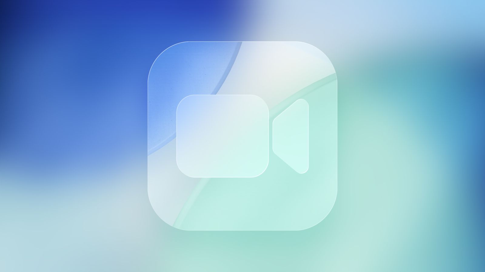 من موقع فون إسلام: تتوسط أيقونة كاميرا فيديو شفافة على خلفية متدرجة زرقاء وخضراء ناعمة.