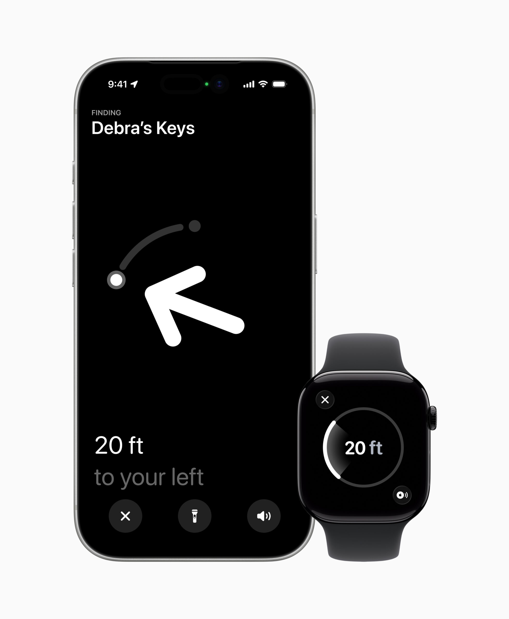 Volgens PhoneIslam: Zowel de iPhone als de Apple Watch, onderdeel van Apple's nieuwe apparaten, tonen een volgscherm om "Debra's sleutels" te lokaliseren met behulp van AirTag 2, met een afstands- en richtingsindicator tot op 6 meter (20 voet). De functies van AirTag maken het terugvinden van voorwerpen eenvoudig.