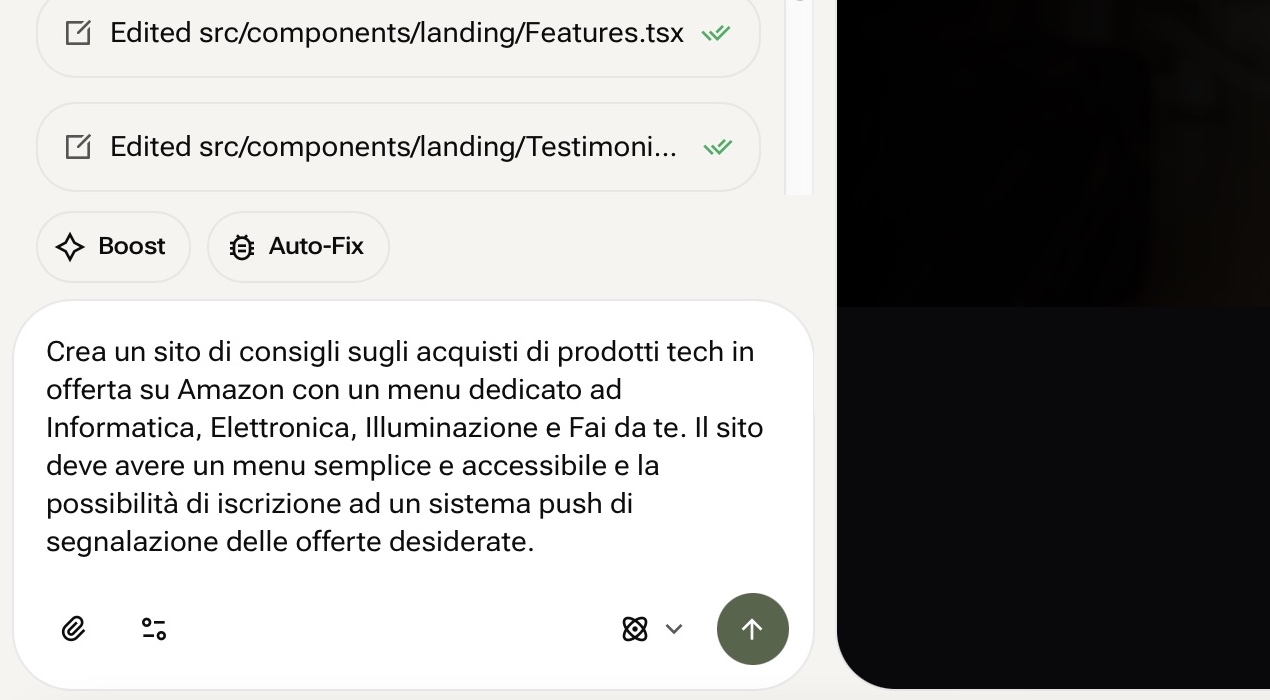 من موقع فون إسلام: يعرض مربع نصي رسالة باللغة الإيطالية عن موقع YouWare، وهو موقع إلكتروني لتقديم المشورة بشأن المنتجات التقنية، مع ميزات القائمة والإشعارات, بالإضافة إلى عناصر واجهة للتحرير والإرسال-مثالية لبناء البرامج باستخدام الذكاء الاصطناعي (بناء برمجيات بالذكاء الاصطناعي دون كود).