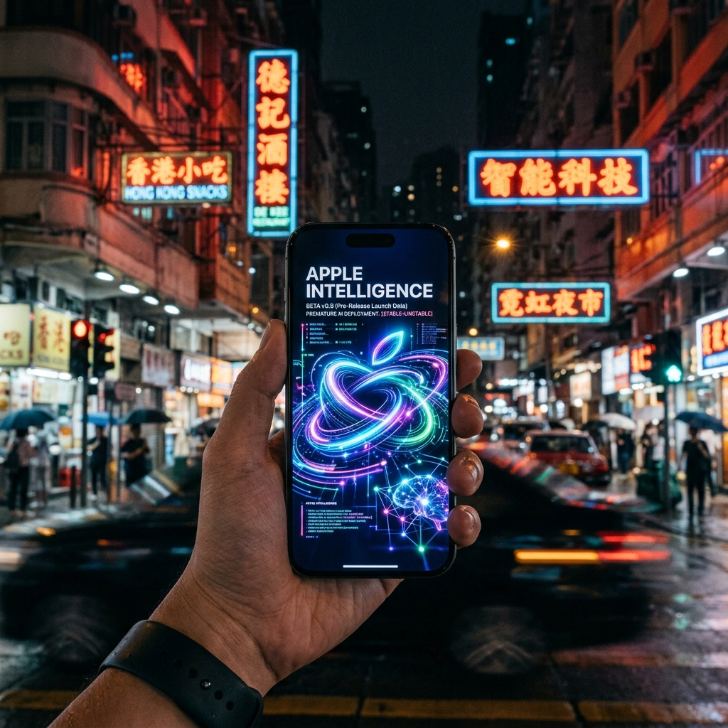 من موقع فون إسلام: يد تحمل هاتفاً ذكياً يعرض رسماً ذكياً في الصين في أحد شوارع المدينة المزدحمة ليلاً، مضاءً بإشارات نيون نابضة بالحياة في الخلفية.