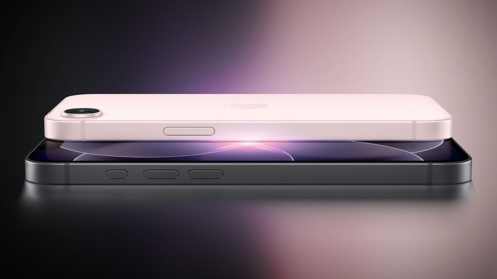 من موقع فون إسلام: هاتف ذكي وردي اللون موضوع فوق هاتف ذكي أسود، يُنظر إليهما من الجانب وجزئياً من الأعلى، مع إبراز الملامح النحيفة ومواضع الأزرار،،، مع لمحة عن تفاصيل أيون 17e المميزة.