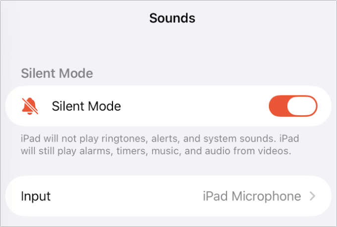 الوضع الصامت في آي-باد