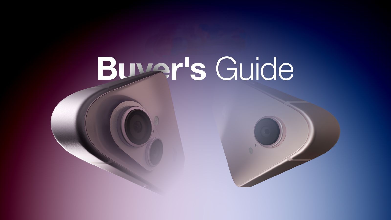 من موقع فون إسلام: وحدتان لكاميرا الهاتف الذكي على خلفية متدرجة مع نص "دليل المشتري" في الأعلى، مع تسليط الضوء على ميزات هاتف آي-فون 17e.