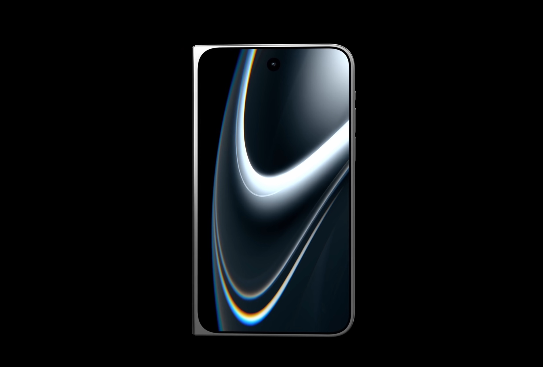 من موقع فون إسلام: هاتف ذكي عصري آي فون ألترا مزود بكاميرا أمامية في المنتصف وتصميم تجريدي عاكس معروض على الشاشة، يظهر على خلفية سوداء.