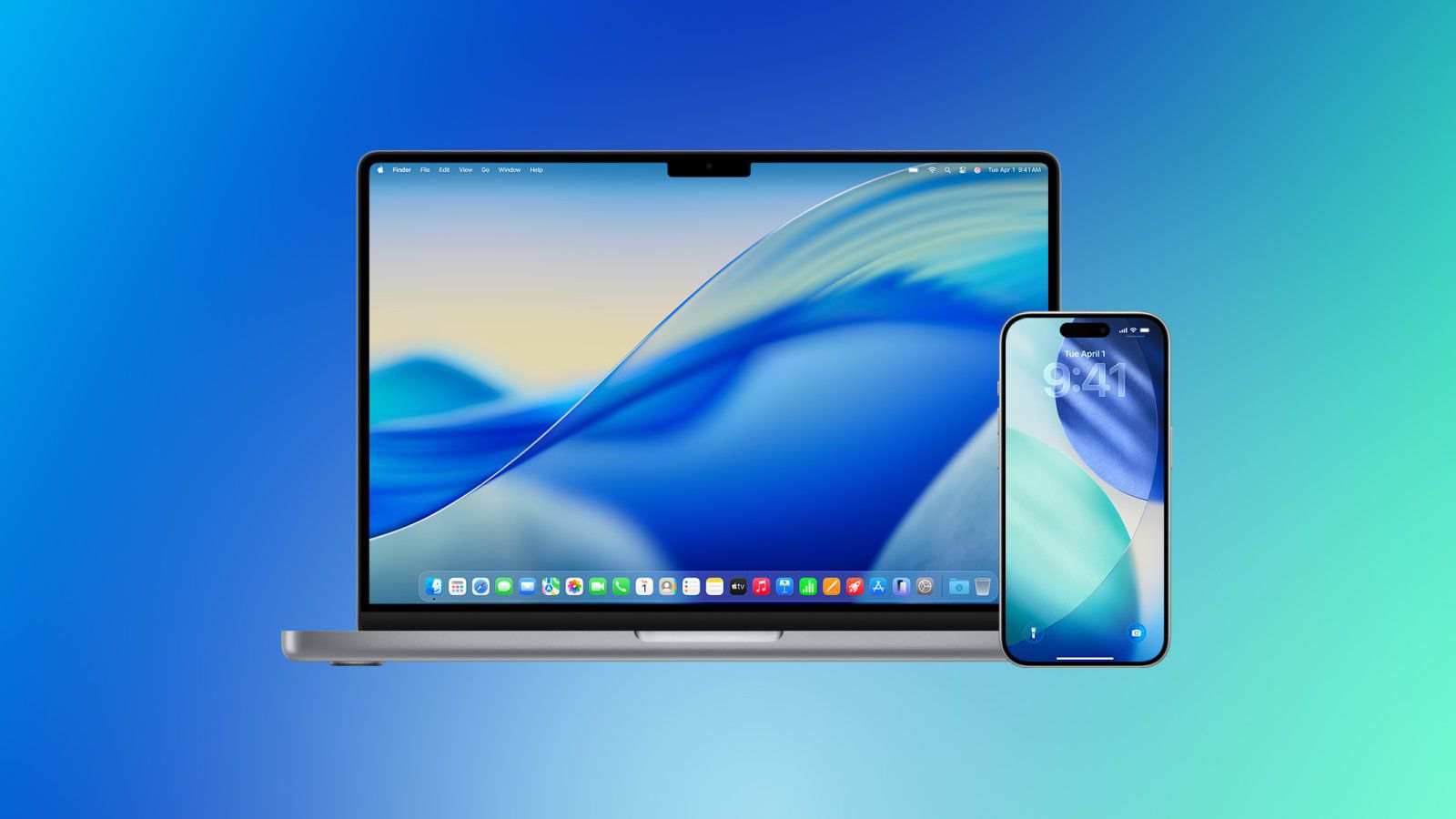 من موقع فون إسلام: يتم عرض كمبيوتر محمول وهاتف ذكي بخلفيات تجريدية زرقاء متطابقة على خلفية زرقاء متدرجة، مما يجعلها مثالية لتوضيح ملخصات ملخصي أو أخبار التقنية.