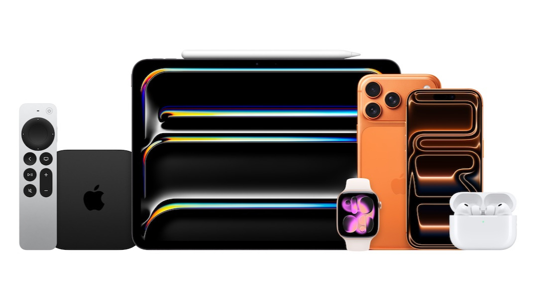 From the Phonegram website: Includes Apple's product lineup, highlighting the hidden improvements the company introduced, including Apple TV, the remote, an iPad with Apple Pencil, an iPhone, Apple Watch, and AirPods in their charging case — all displayed on a white background.