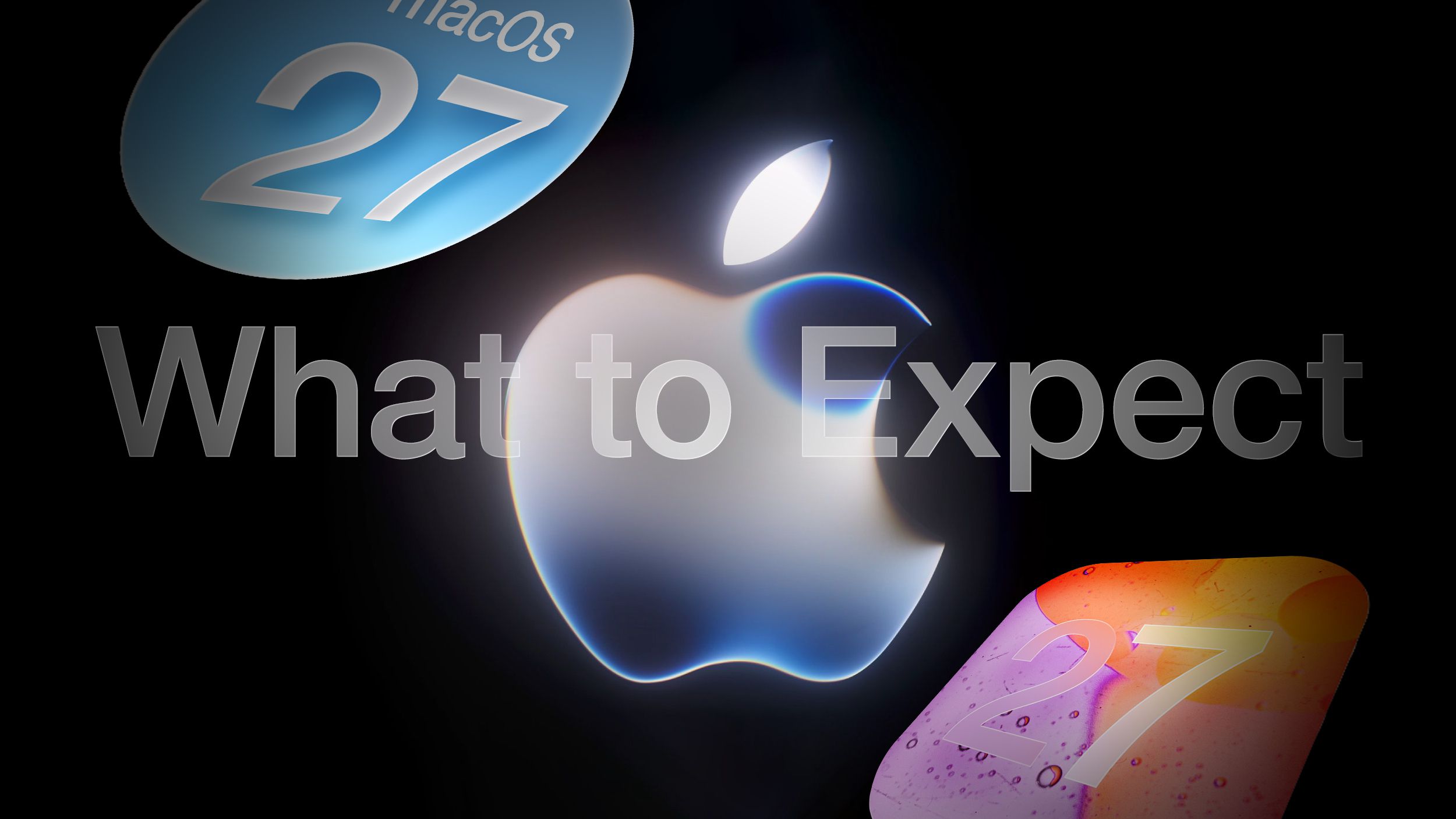 من موقع فون إسلام: شعار Apple مع نص كبير مكتوب عليه "ما يمكن توقعه" متراكبًا، وأيقونات تحمل اسم "macOS 27" و"27" في الخلفية، مع تسليط الضوء على التحديثات الرئيسية من مؤتمر WWDC 2026.