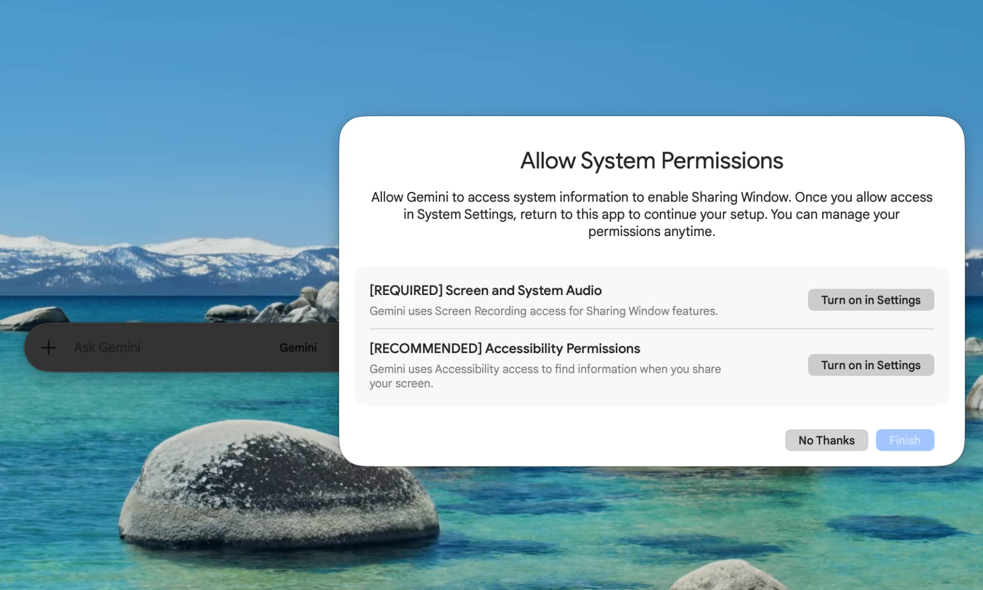 Gemini for Mac Permissions