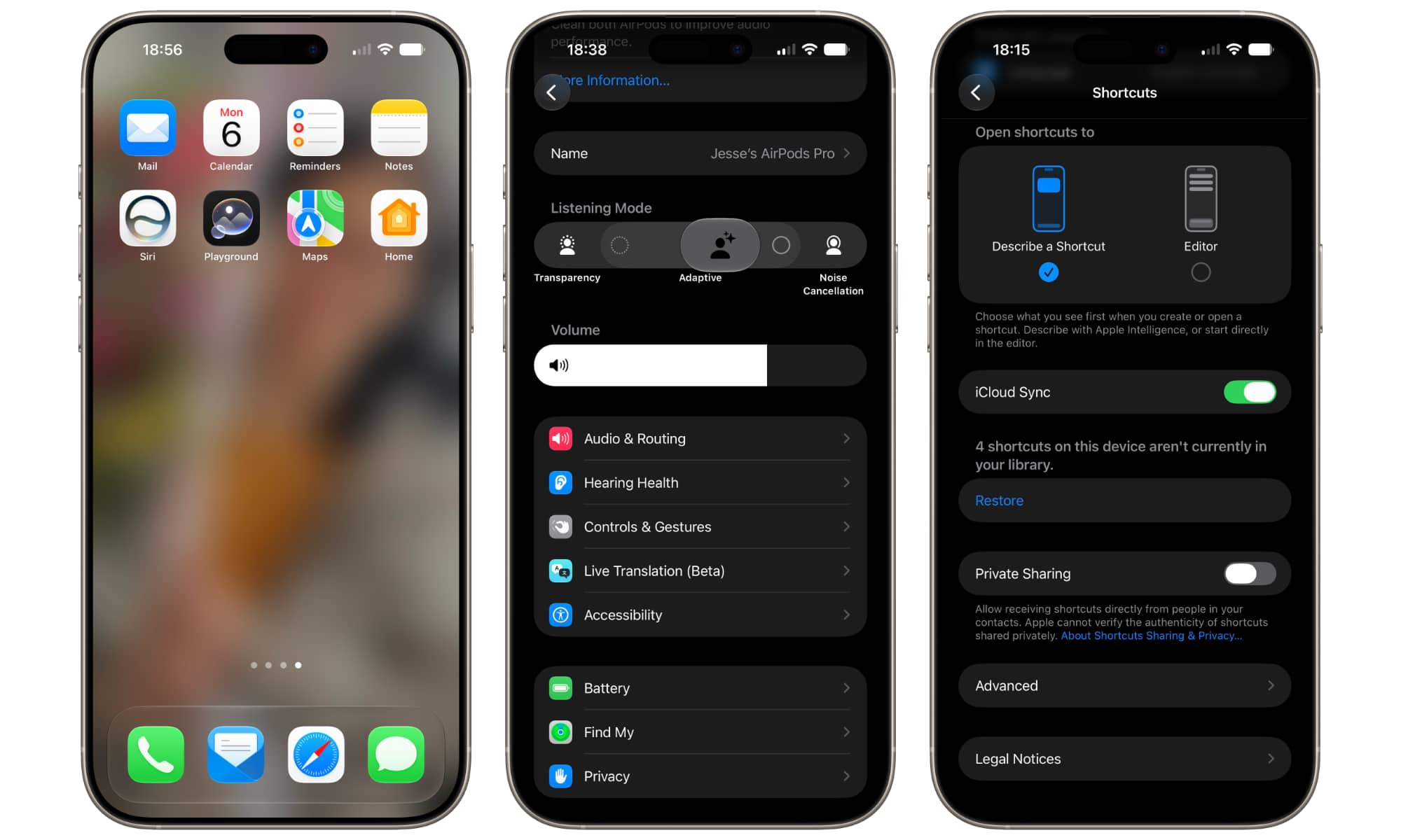 أيقونة التذكيرات وإعدادات AirPods والاختصارات الجديدة