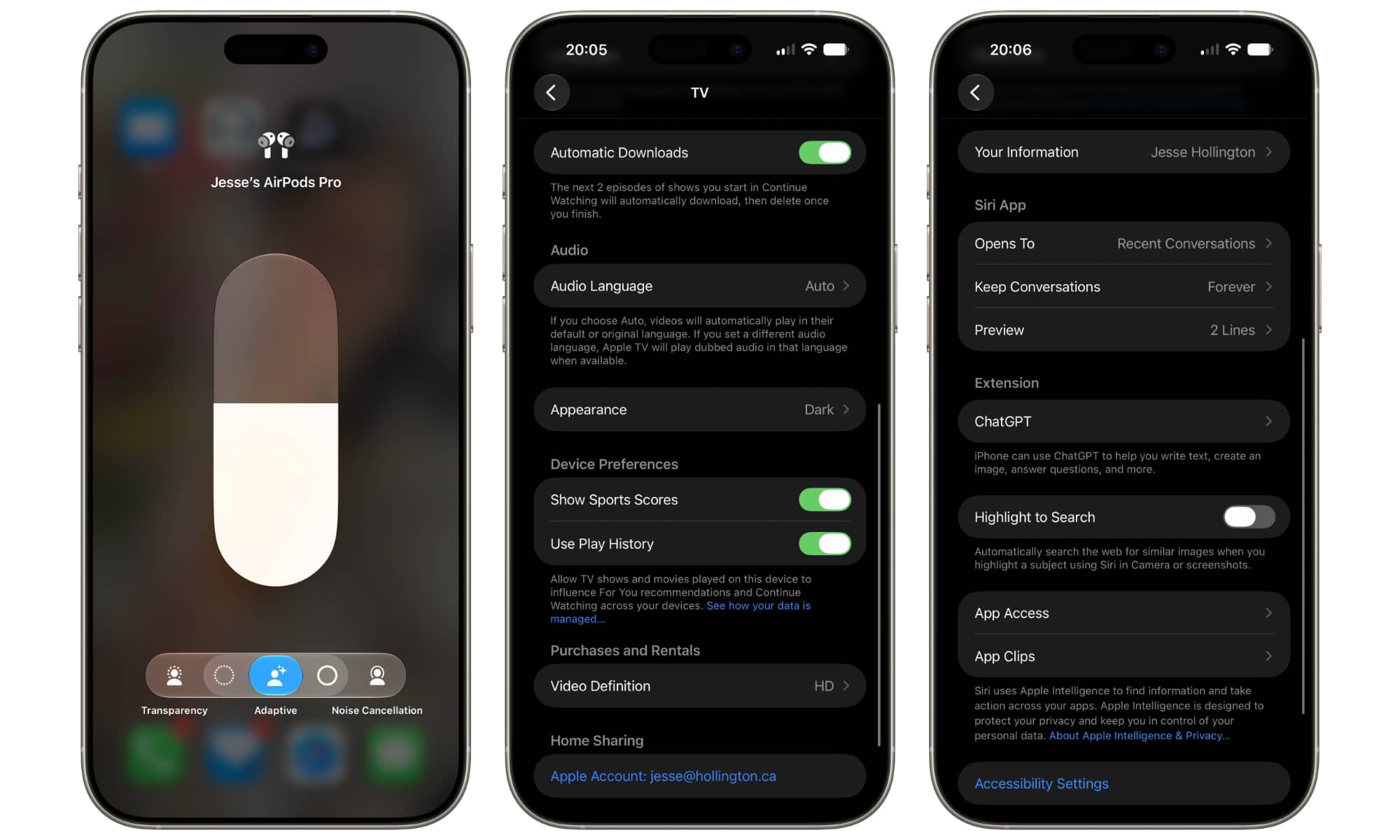 تحسينات تطبيق التلفاز وإعدادات سماعات AirPods وسيري