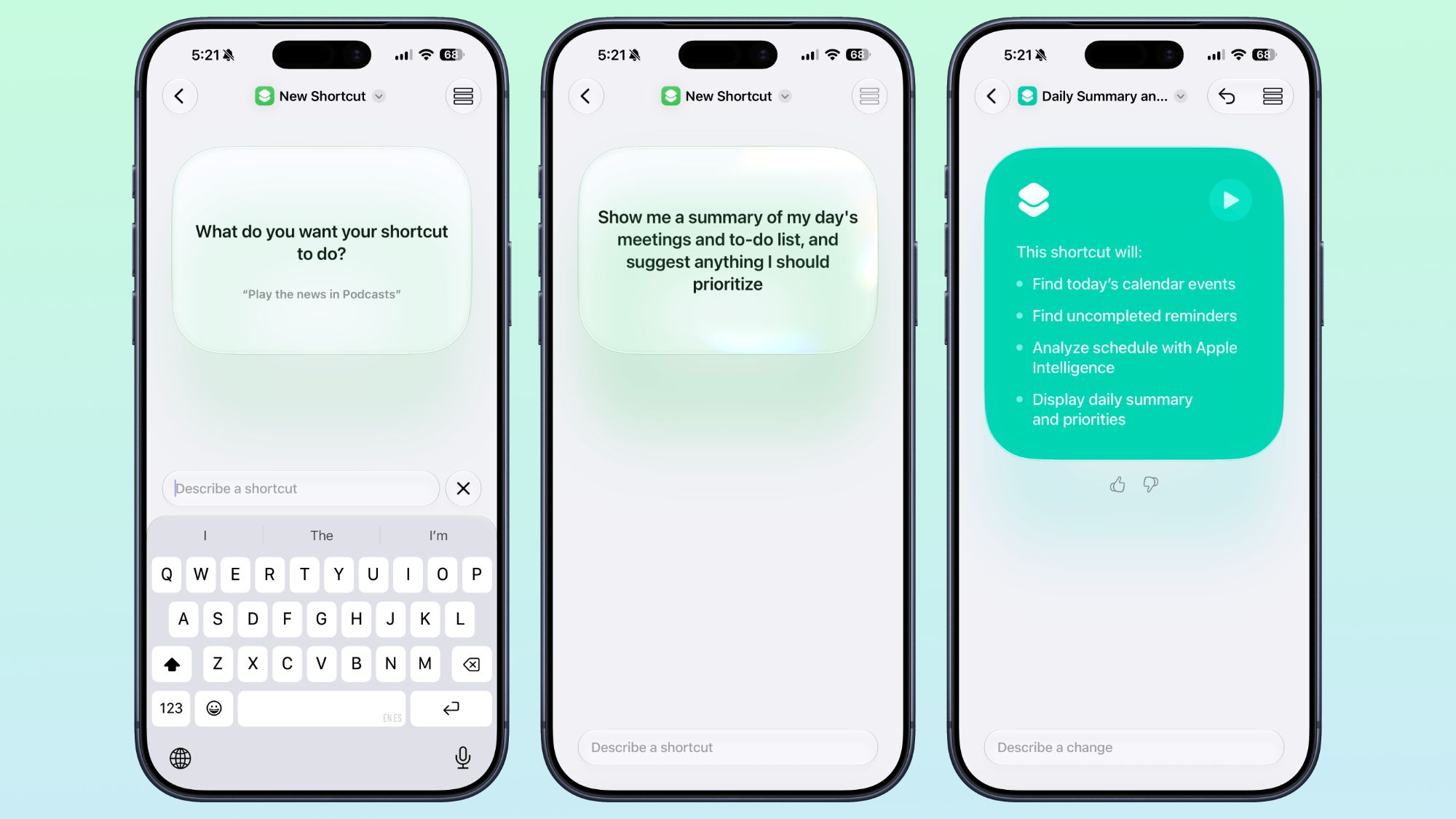 واجهة وصف الاختصارات في iOS 27