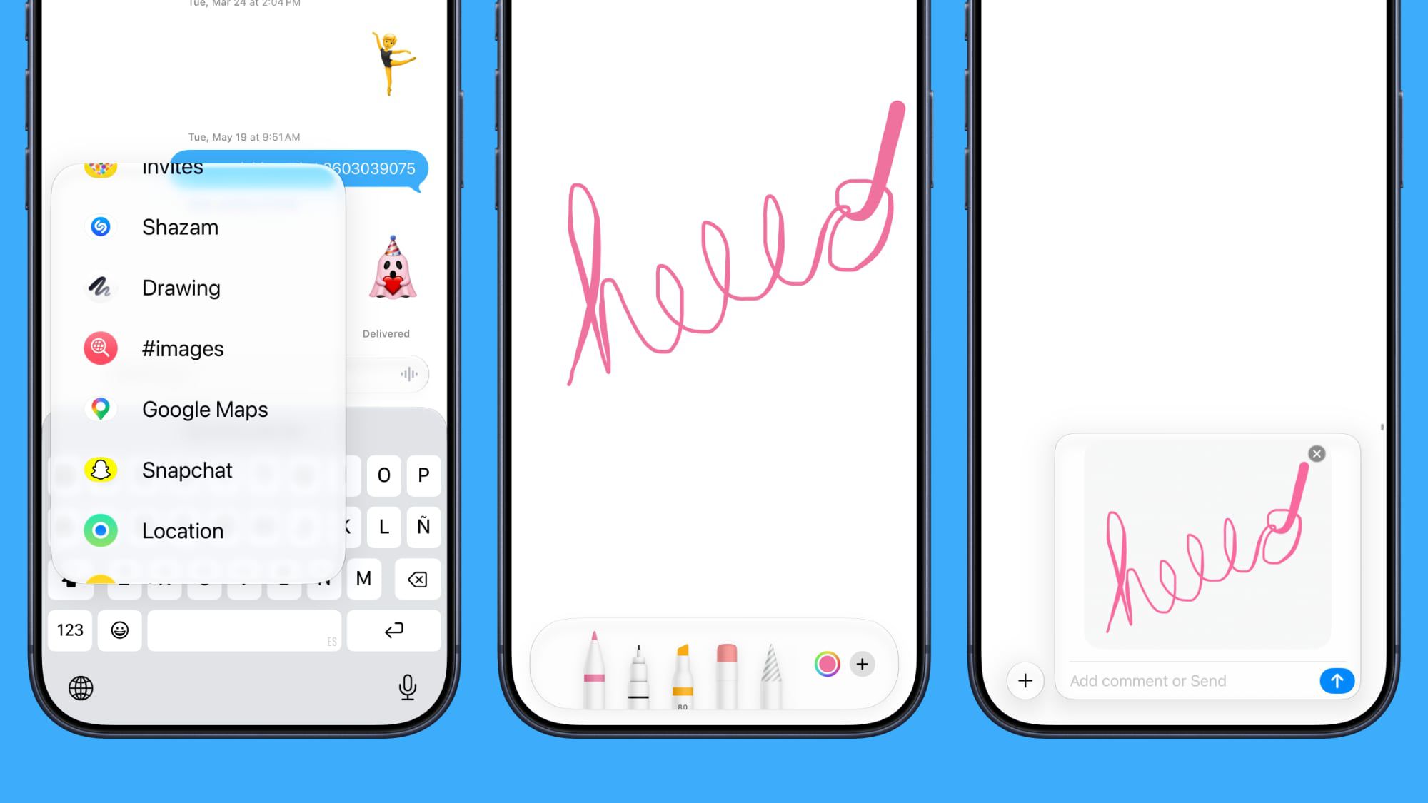 Drawing interface in iOS 27 Messages