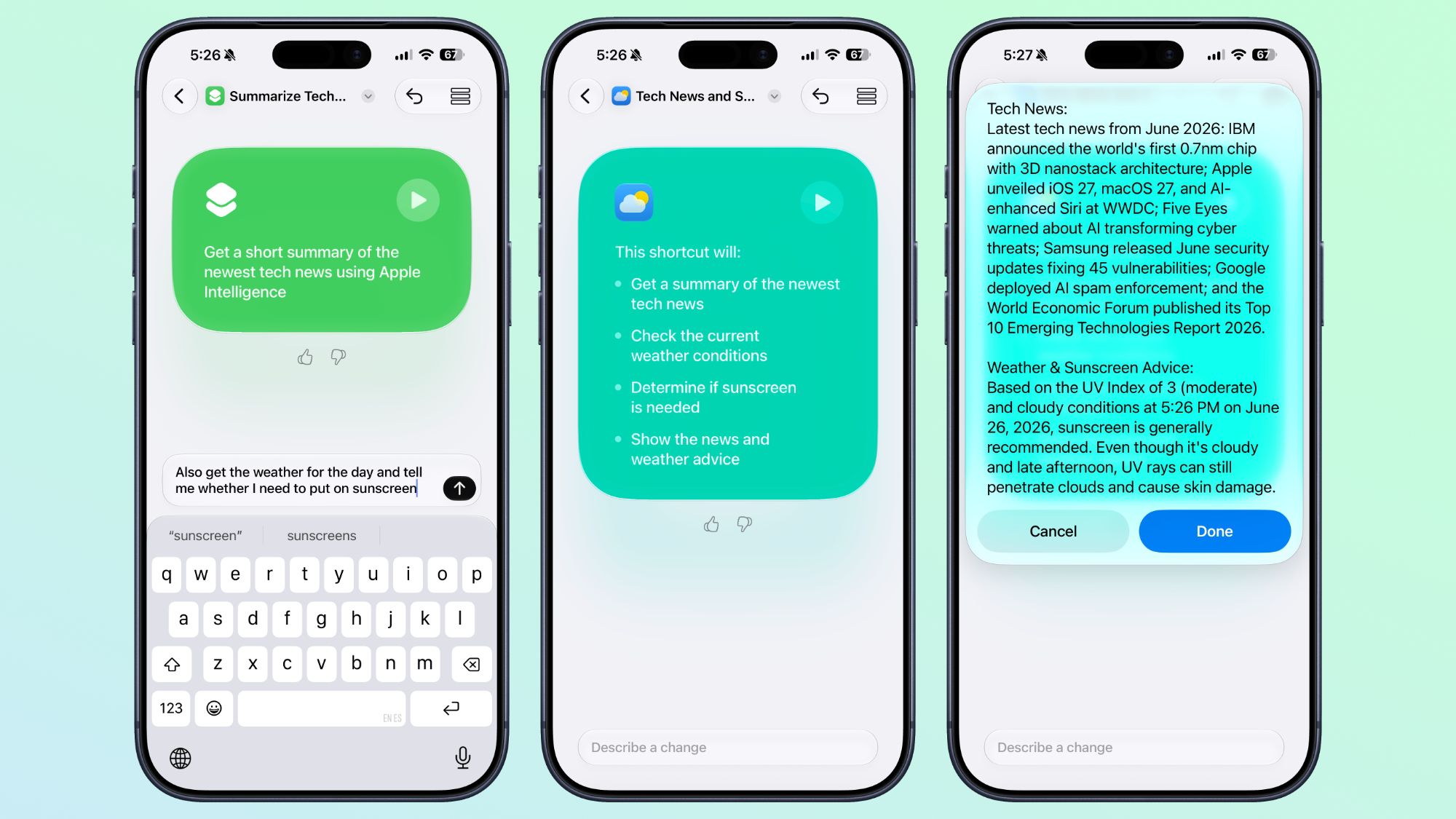 تعديل وتدقيق الاختصارات في iOS 27