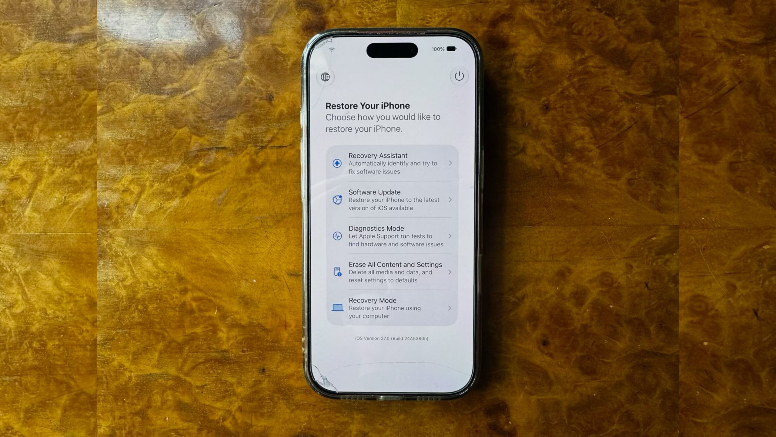 شاشة الاسترداد الجديدة في نظام iOS 27