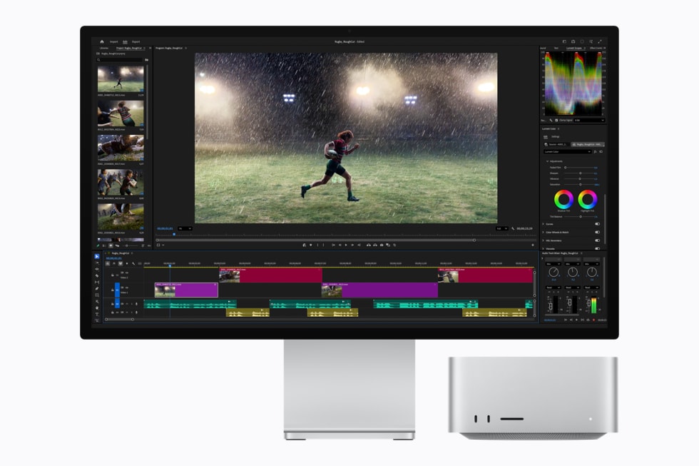 تحرير الفيديو الاحترافي على Adobe Premiere باستخدام Mac Studio M5 Ultra
