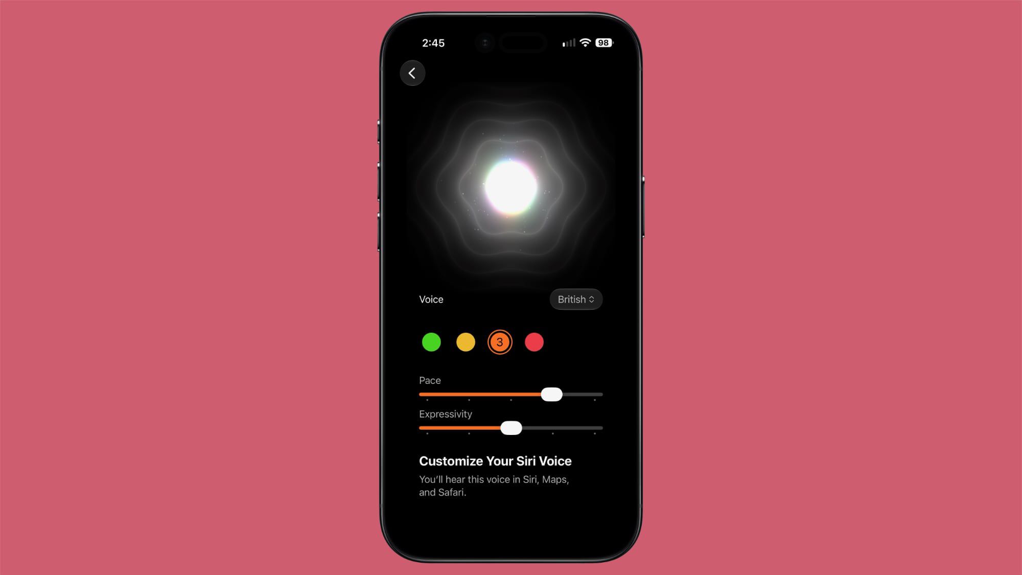 تخصيص صوت Siri الذكي