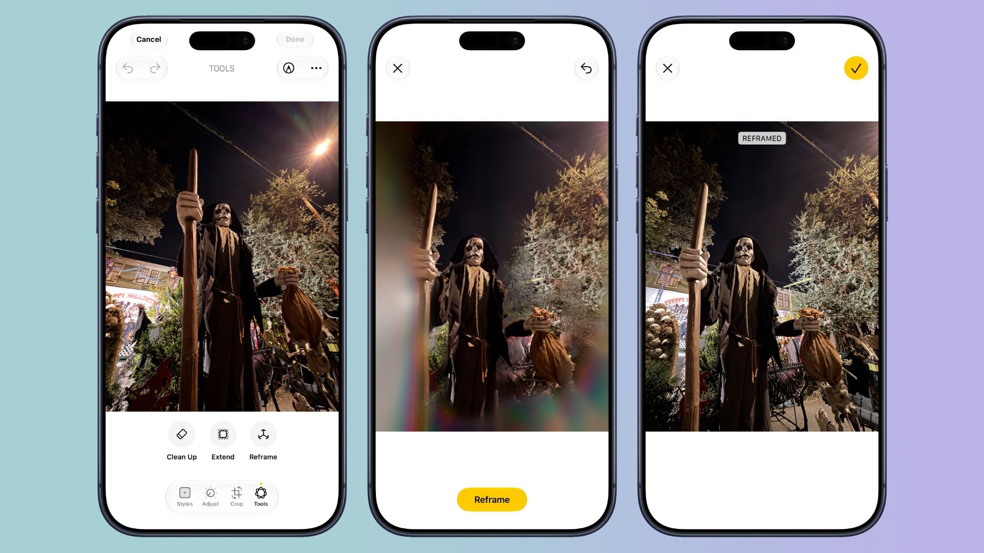Reframe and perspective adjustment feature