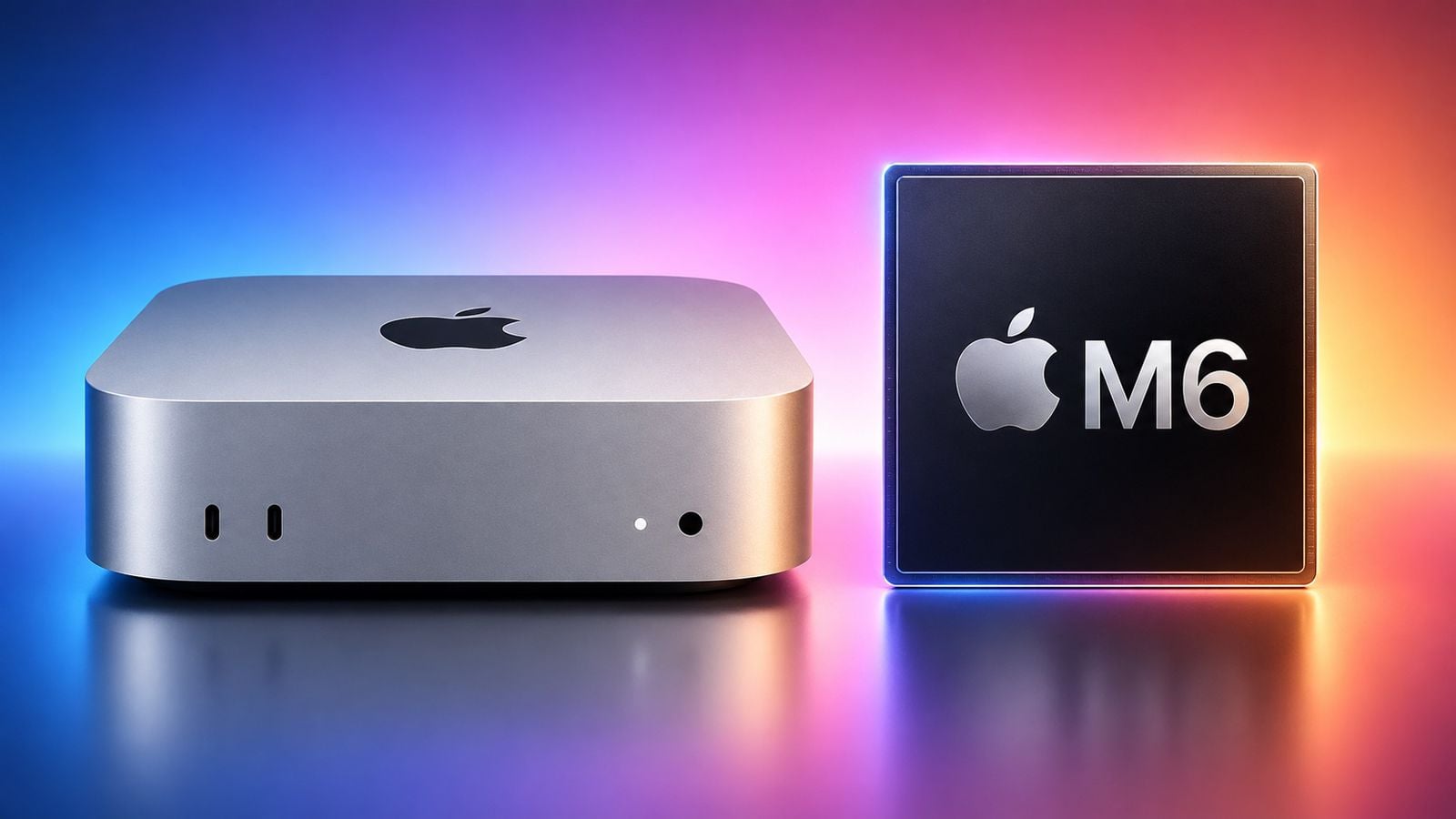من موقع فون إسلام: يظهر جهاز مكتبي فضي من «آبل» بجانب شريحة كبيرة تحمل علامة «Apple M6»، على خلفية ملونة بتدرج لوني، كما ورد في «أحدث أخبار التكنولوجيا على الهامش» لشهر سبتمبر.