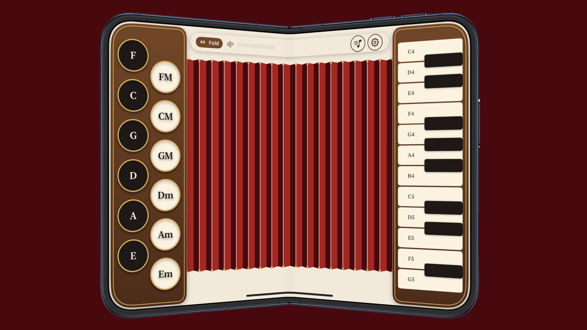 تطبيق العزف بالأكورديون Fold Accordion