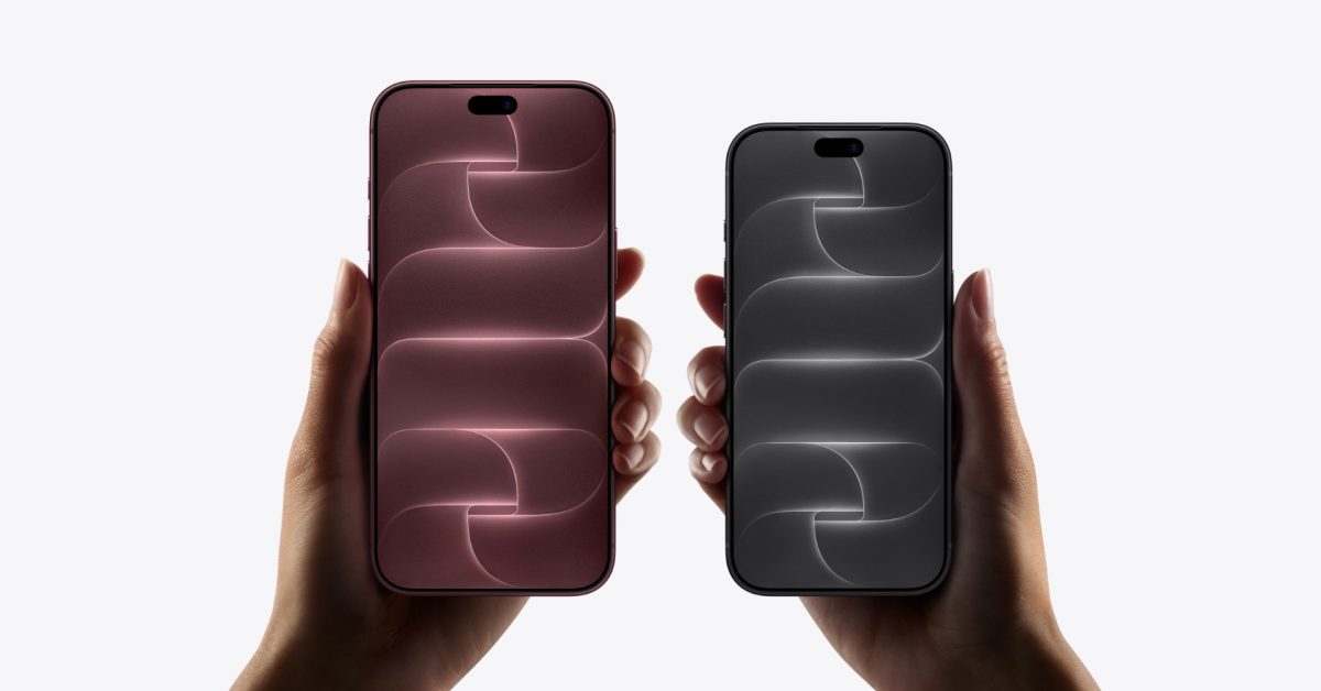 From the Phonegram website: This weekly news image from "On the Sidelines" shows two hands holding a dark red smartphone and a black smartphone, each displaying a pattern of abstract curved lines.