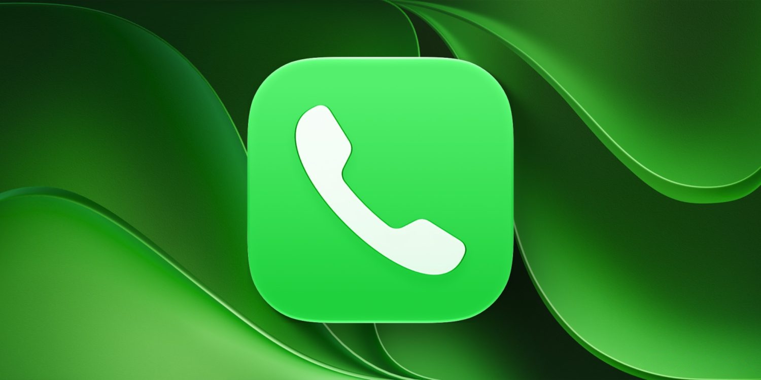من موقع فون إسلام: أيقونة هاتف خضراء توضح ميزة «Call Context» في نظام التشغيل iOS 27، على خلفية من منحنيات خضراء تجريدية.