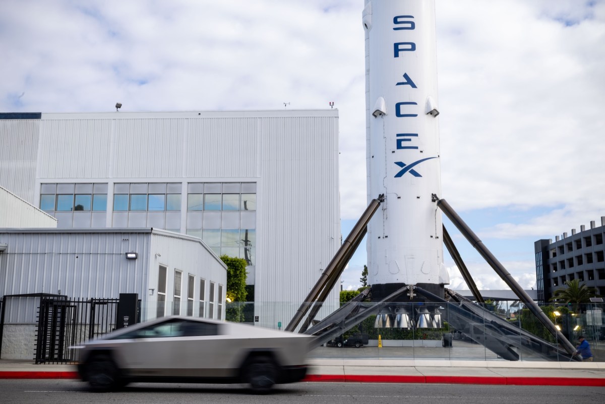 From the Phonegram website: A "Tesla Cybertruck" passes by a "SpaceX Falcon 9" rocket booster in this weekly news summary.
